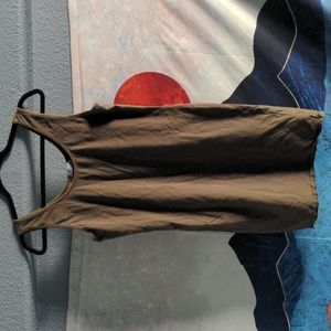 Women's Scoop Neck Bodycon Tank Tunic Dress / Top - Olive green